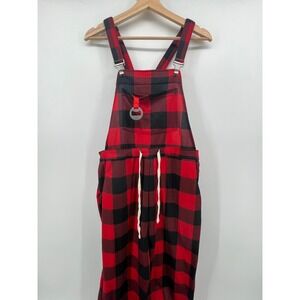 Shinesty Red Black Buffalo Plaid Overalls Pajamaralls Festive Holiday M